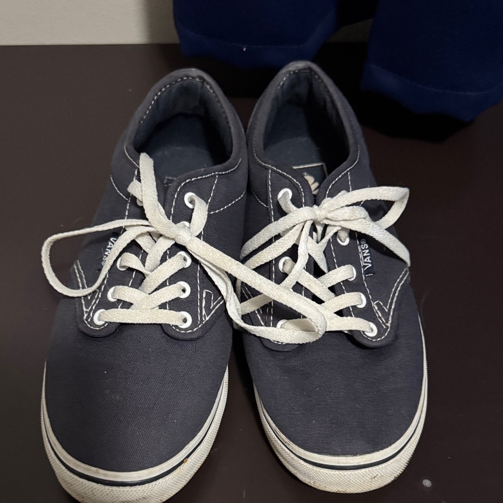 Vans Dark Canvas Sneakers with White Accents- Size 6.5 Women